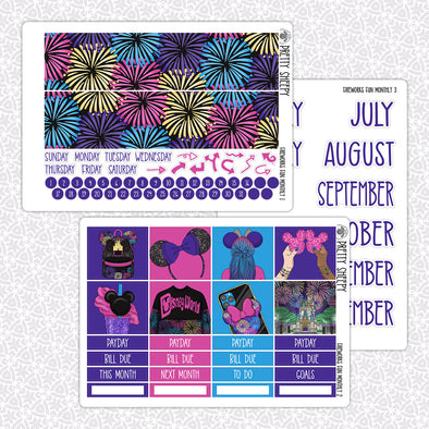 Fireworks Fun Monthly Kit for EC Planner | Monthly Planner Stickers