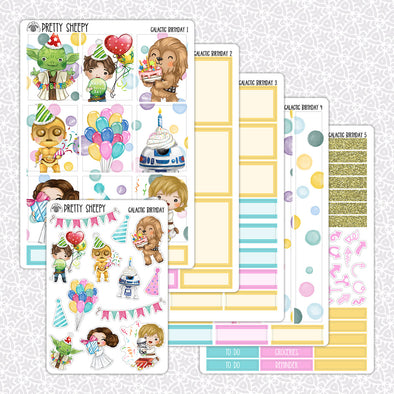 Galactic Birthday Planner Stickers Collection