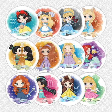 Zodiac Princesses Easy Peel Premium Vinyl Die Cut Sticker