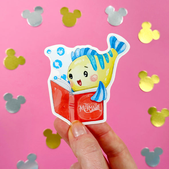 Bookworm Sidekicks Flounder Easy Peel Premium Vinyl Die Cut Sticker