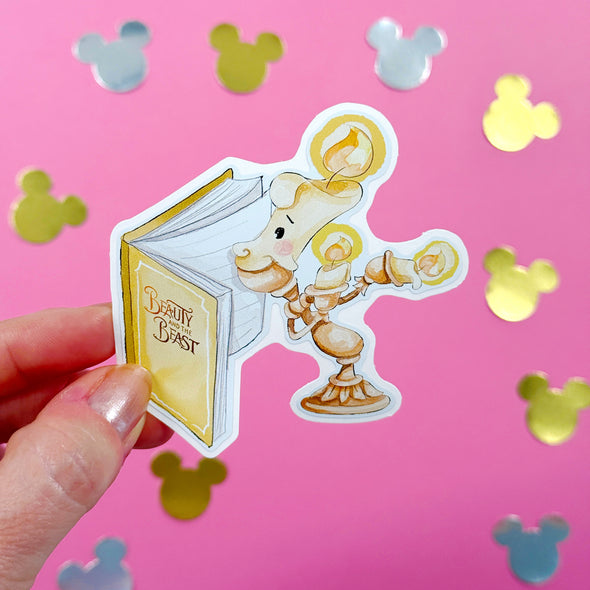 Bookworm Sidekicks Lumiere Easy Peel Premium Vinyl Die Cut Sticker
