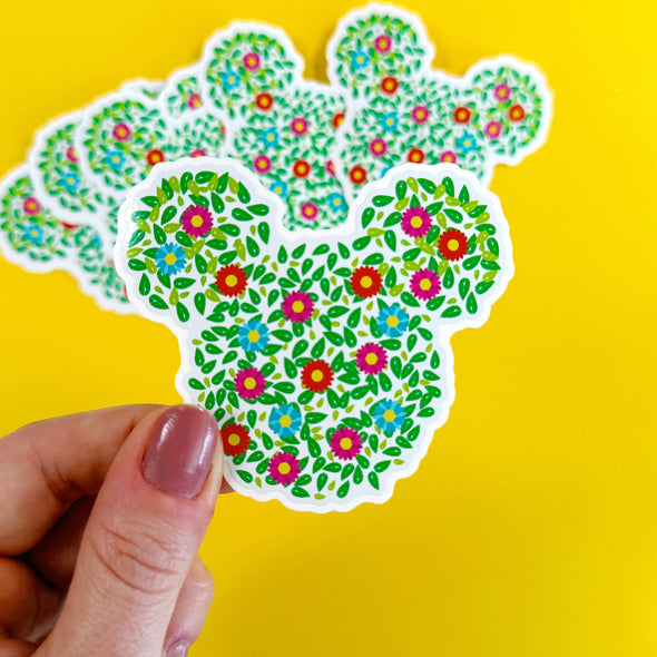 Flower & Garden Mouse Topiary Easy Peel Premium Vinyl Die Cut Sticker