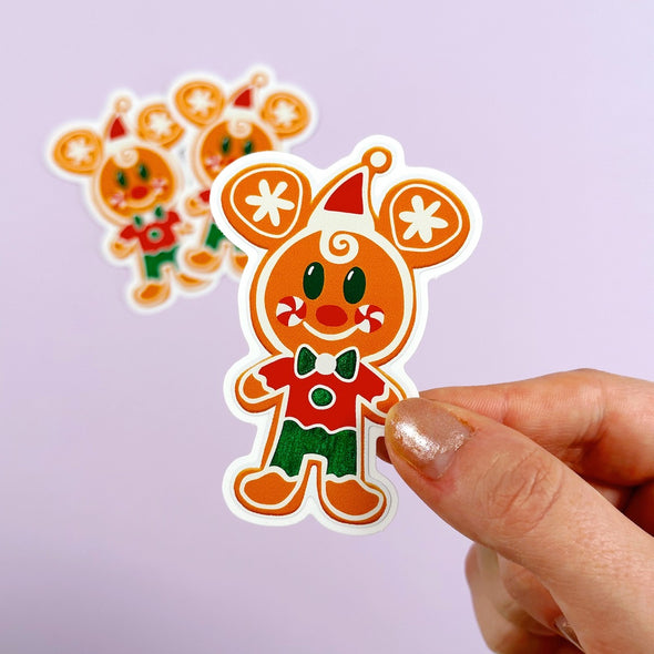 Gingerbread Mouse Easy Peel Premium Vinyl Die Cut Sticker