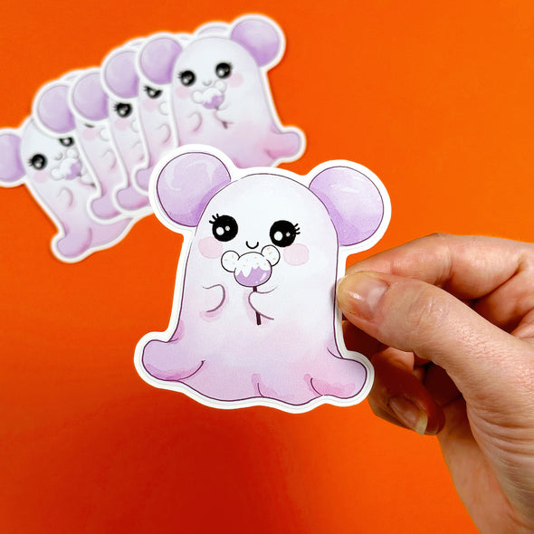 Cute & Spooky Purple Ghost Sticker Easy Peel Premium Vinyl Die Cut Sticker