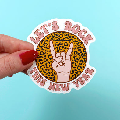 Let's Rock this New Year Easy Peel Premium Vinyl Die Cut Sticker