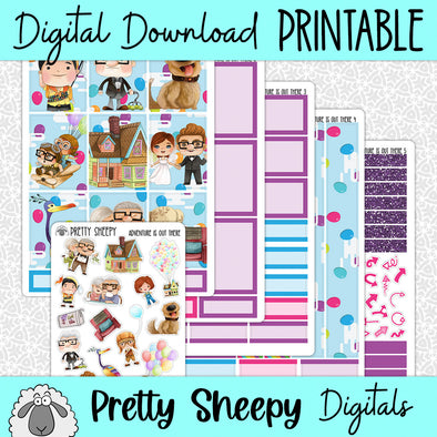 Adventure is Out There Printable Planner Stickers PNG Digital Download Weekly Vertical Kit