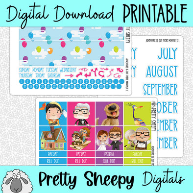 Adventure is Out There Printable Planner Stickers PNG Digital Download Monthly Kit