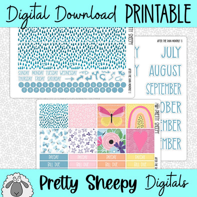 After the Rain Printable Planner Stickers PNG Digital Download Monthly Kit