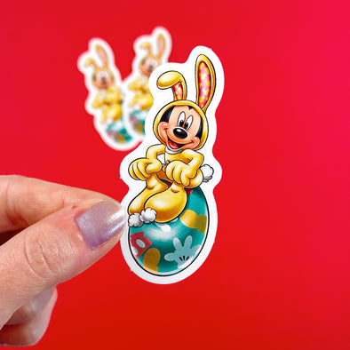 Easter Bunny Mouse Easy Peel Premium Vinyl Die Cut Sticker