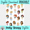 Ballerina Princesses Printable Stickers PNG Digital Download
