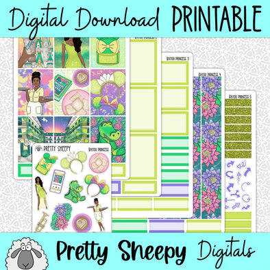 Bayou Princess Printable Planner Stickers PNG Digital Download Weekly Vertical Kit