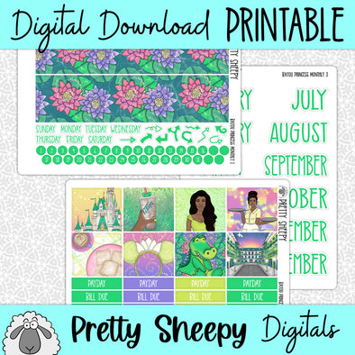 Bayou Princess Printable Planner Stickers PNG Digital Download Monthly Kit