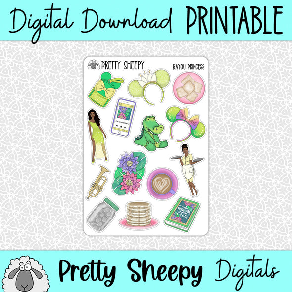 Bayou Princess Printable Stickers PNG Digital Download