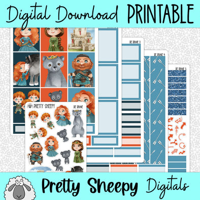 Be Brave Printable Planner Stickers PNG Digital Download Weekly Vertical Kit