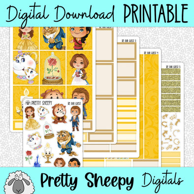 Be Our Guest Printable Planner Stickers PNG Digital Download Weekly Vertical Kit