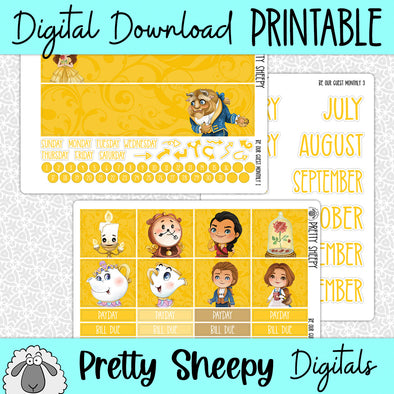 Be Our Guest Printable Planner Stickers PNG Digital Download Monthly Kit