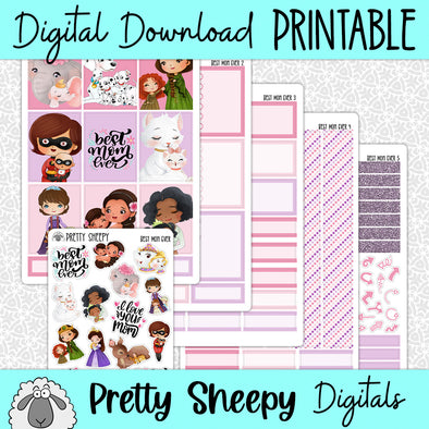 Best Mom Ever Printable Planner Stickers PNG Digital Download Weekly Vertical Kit