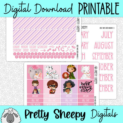 Best Mom Ever Printable Planner Stickers PNG Digital Download Monthly Kit