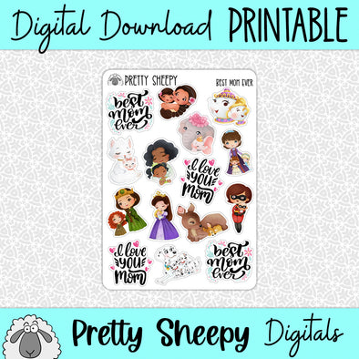 Best Mom Ever Printable Stickers PNG Digital Download