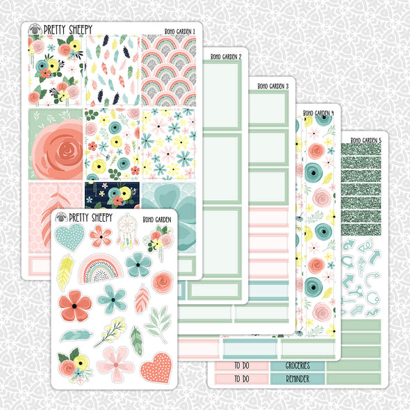 Boho Garden Weekly Planner Stickers Collection