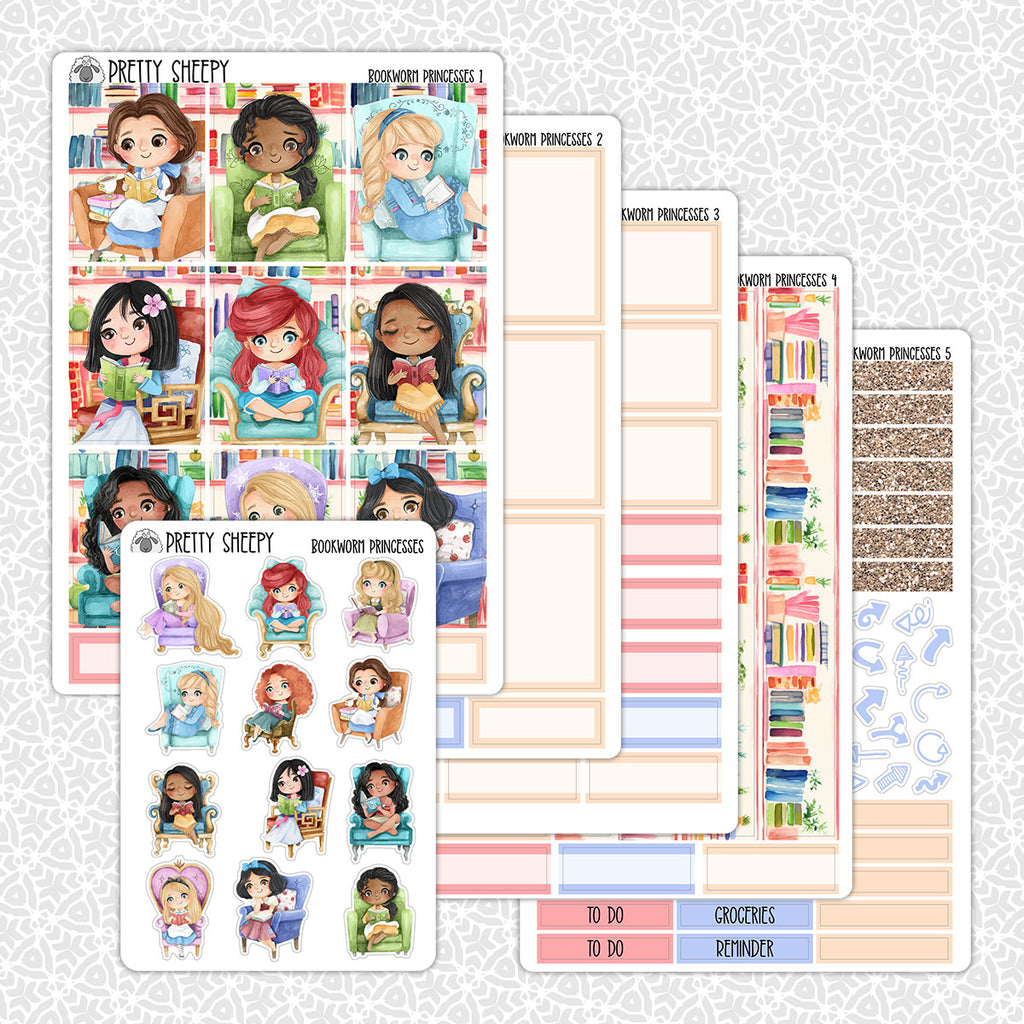 Bookworm Princesses Weekly Planner Stickers Collection – Pretty Sheepy