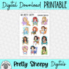 Bookworm Princesses Printable Stickers PNG Digital Download