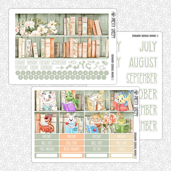 Bookworm Sidekicks Monthly Kit for EC Planner | Monthly Planner Stickers