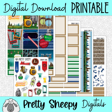 Bright Suns Printable Planner Stickers PNG Digital Download Weekly Vertical Kit
