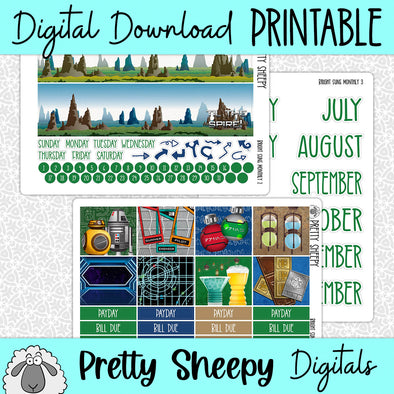 Bright Suns Printable Planner Stickers PNG Digital Download Monthly Kit
