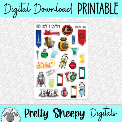 Bright Suns Printable Stickers PNG Digital Download