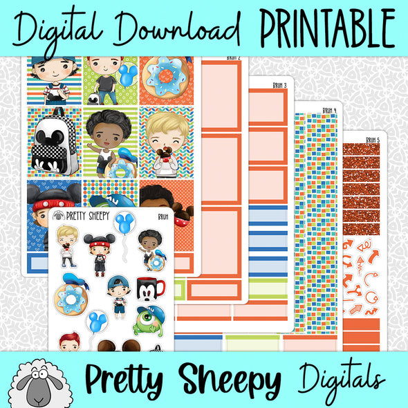 Bruh Printable Planner Stickers PNG Digital Download Weekly Vertical Kit