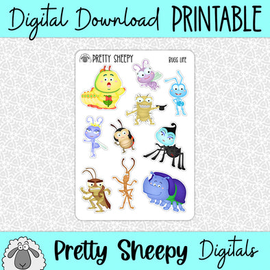 Bugs Life Printable Stickers PNG Digital Download
