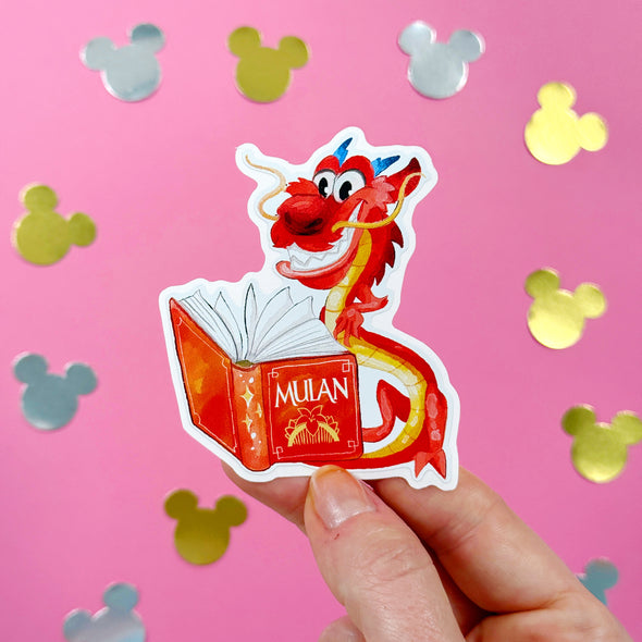 Bookworm Sidekicks Mushu Easy Peel Premium Vinyl Die Cut Sticker