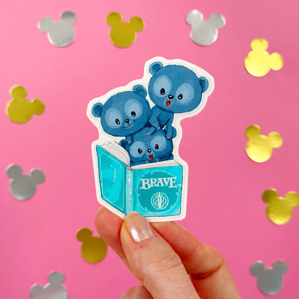 Bookworm Bears Easy Peel Premium Vinyl Die Cut Sticker
