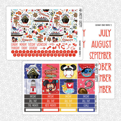 Castaway Cruise Monthly Kit for EC Planner | Monthly Planner Stickers