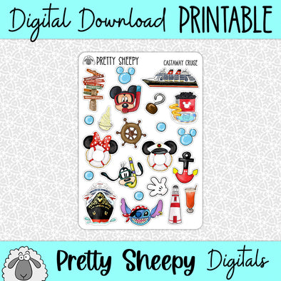 Castaway Cruise Printable Stickers PNG Digital Download