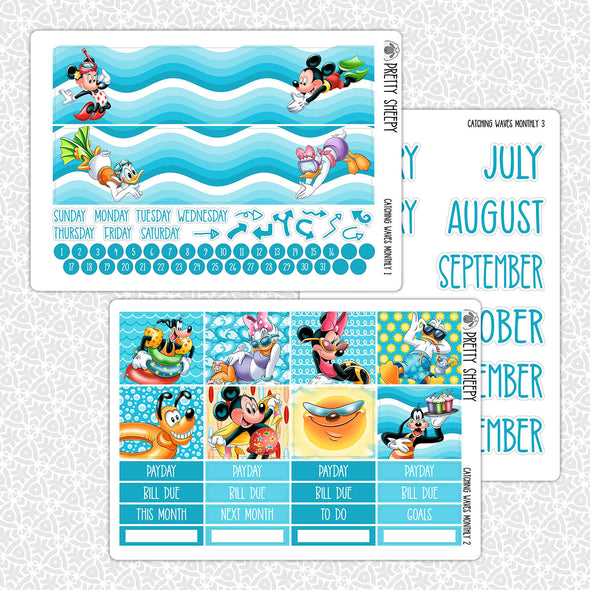 Catching Waves Monthly Kit for EC Planner | Monthly Planner Stickers