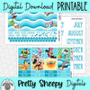 Catching Waves Printable Planner Stickers PNG Digital Download Monthly Kit