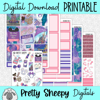 Celebrate MK Printable Planner Stickers PNG Digital Download Weekly Vertical Kit