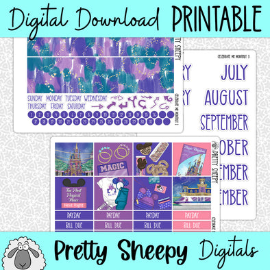 Celebrate MK Printable Planner Stickers PNG Digital Download Monthly Kit