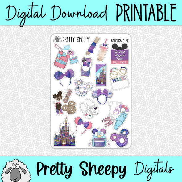 Celebrate MK Printable Stickers PNG Digital Download