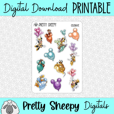 Celebrate Printable Stickers PNG Digital Download