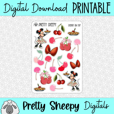 Cherry on Top Printable Stickers PNG Digital Download