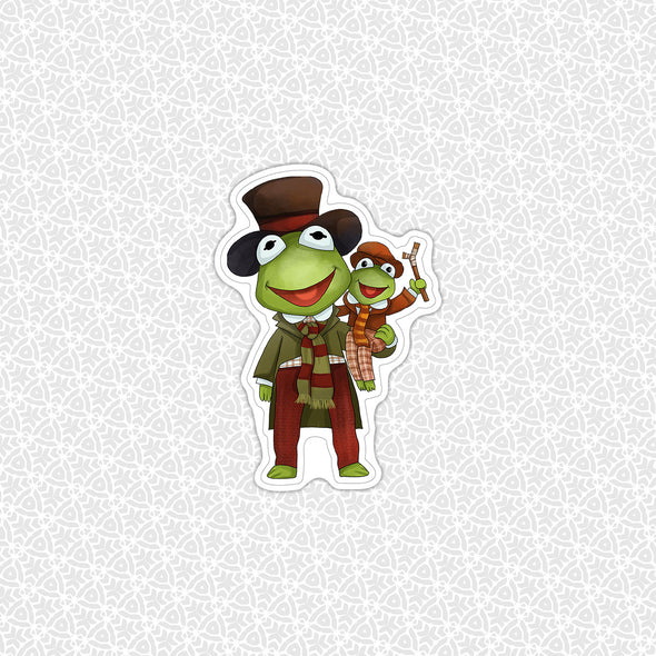 Christmas Carol Frog Easy Peel Premium Vinyl Die Cut Sticker