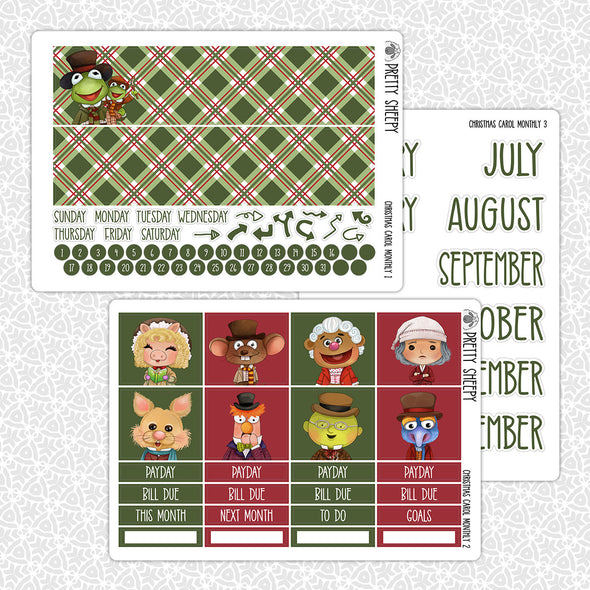 Christmas Carol Monthly Kit for EC Planner | Monthly Planner Stickers