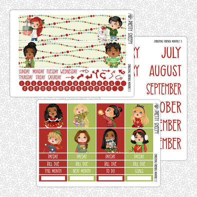 Christmas Friends Monthly Kit for EC Planner | Monthly Planner Stickers