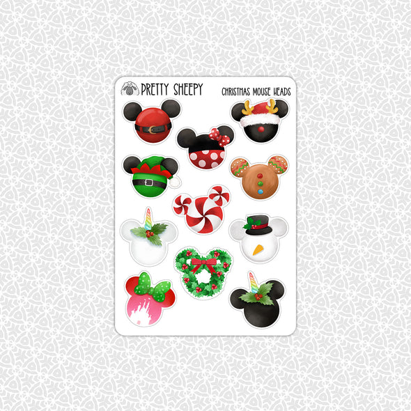 Christmas Mouse Heads Stickers