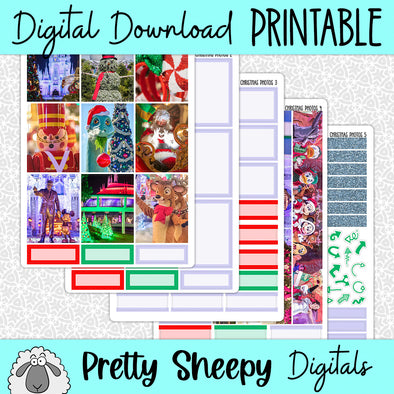 Christmas Photos Printable Planner Stickers PNG Digital Download Weekly Vertical Kit