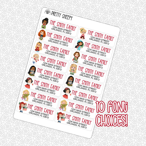 CUSTOM Christmas Address Labels | Princessses