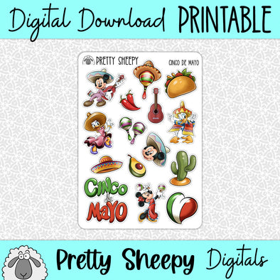 Cinco de Mayo Printable Stickers PNG Digital Download